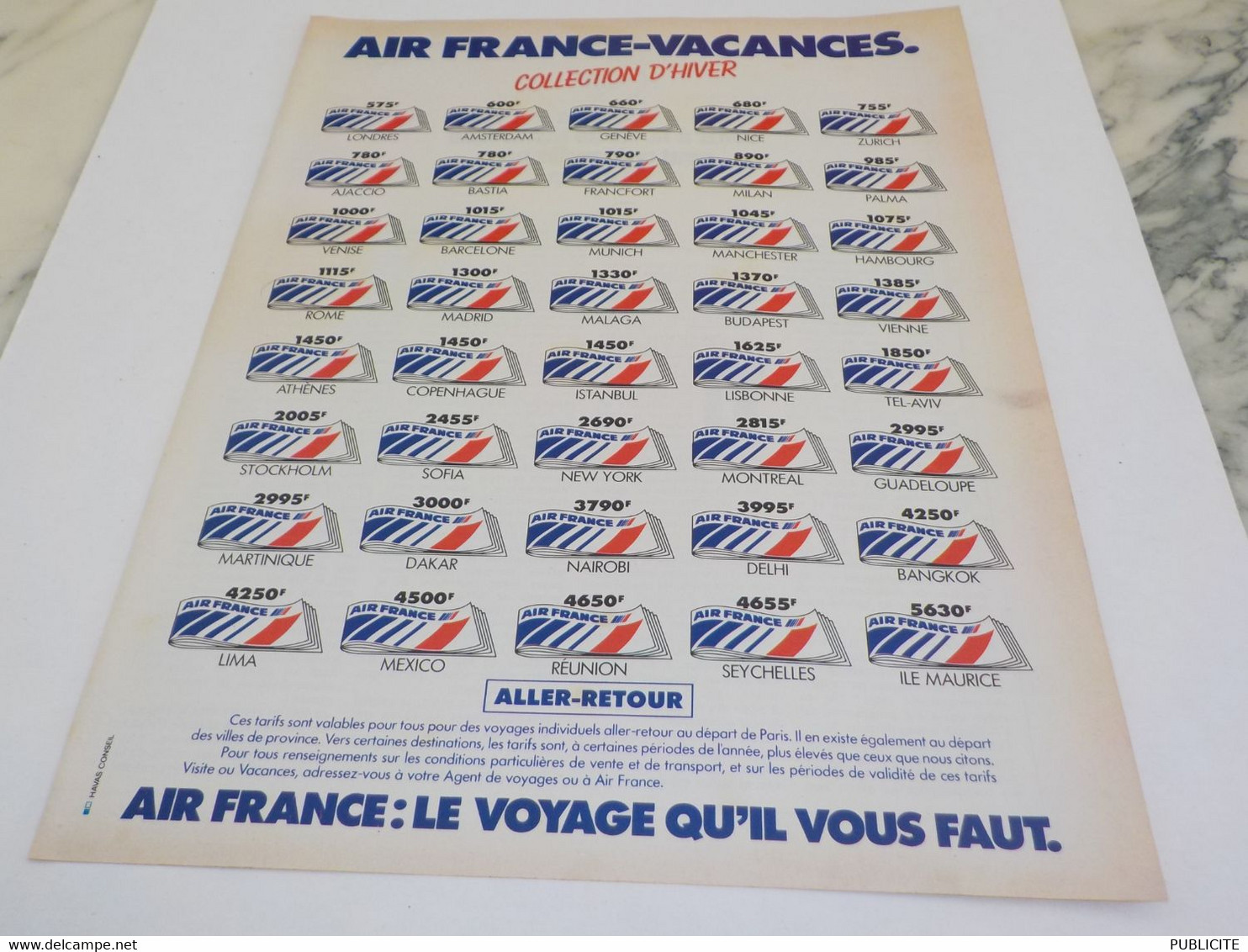 ANCIENNE PUBLICITE COLLECTION D HIVER  AIR FRANCE  1981 - Werbung