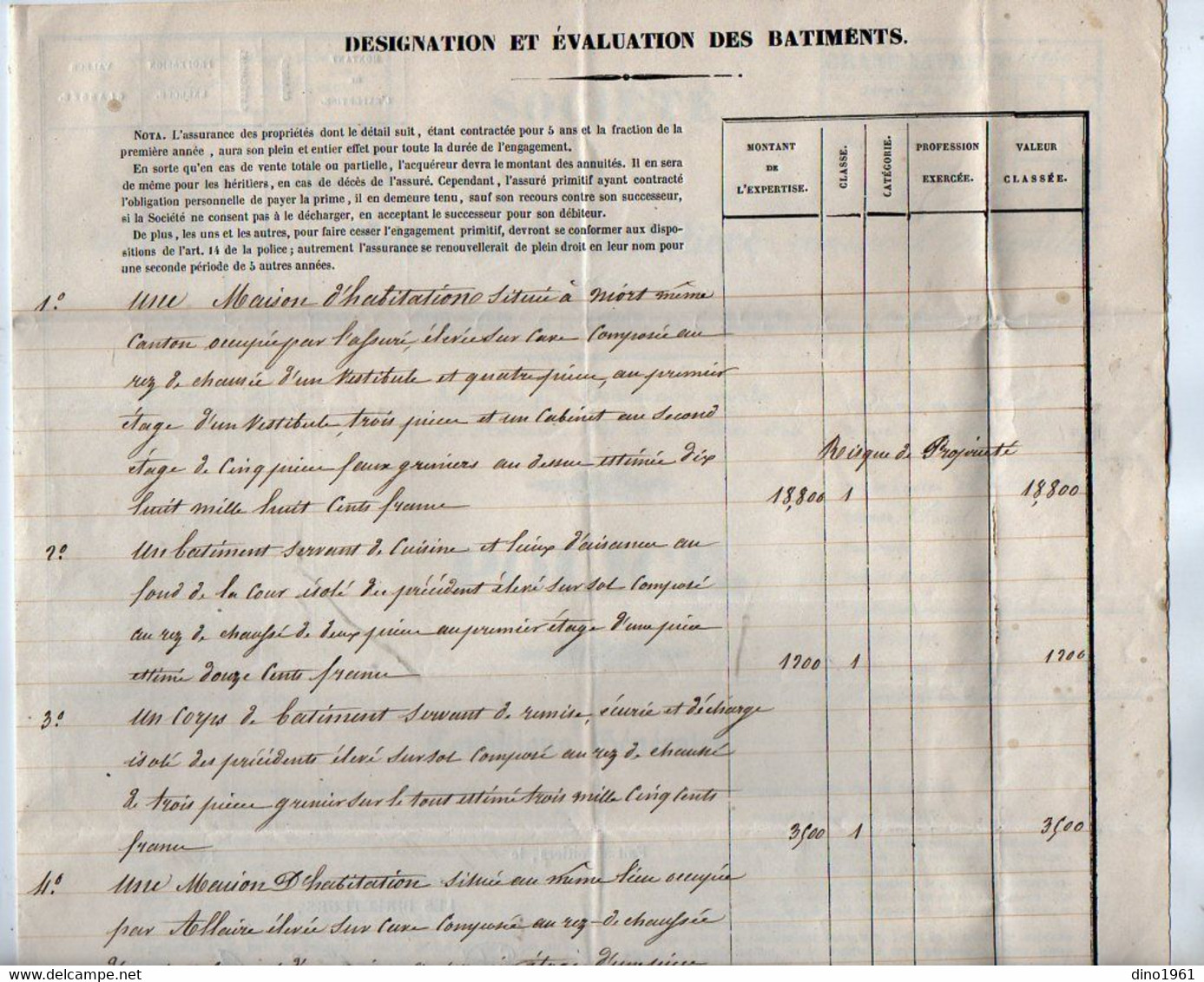 VP18.961 - POITIERS 1848 - Police D'Assurance - Société Mutuelle Immobilière - Mr Paul ALEXANDRE à NIORT - Banque & Assurance