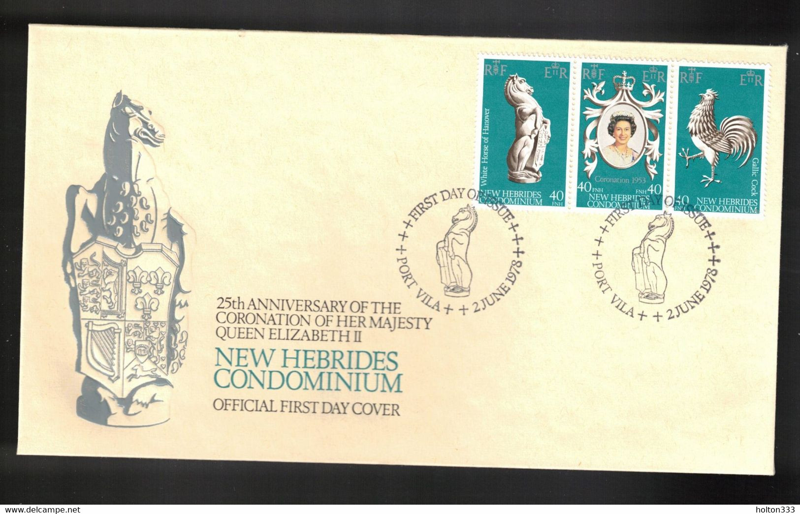 NEW HEBRIDES (BRITISH) Scott # 258a, 258b, 258c FDC - 25th Anniversary Of QEII Coronation - Storia Postale