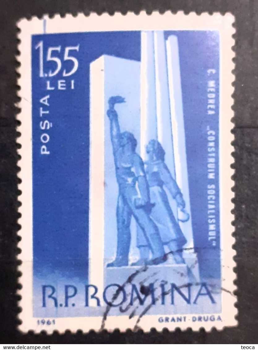 Errors Stamps Romania 1961  # Mi 1949 Printed With Vertical Line Color Blue Used - Plaatfouten En Curiosa