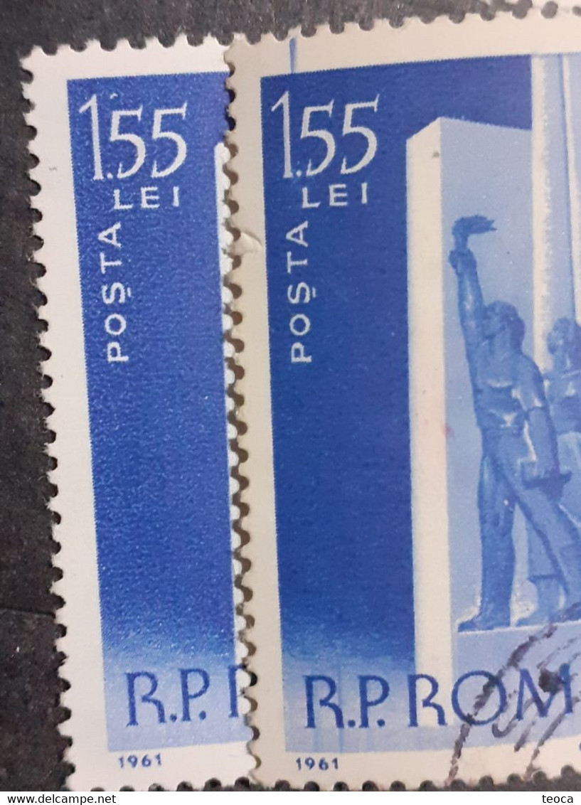 Errors Stamps Romania 1961  # Mi 1949 Printed With Vertical Line Color Blue Used - Variétés Et Curiosités