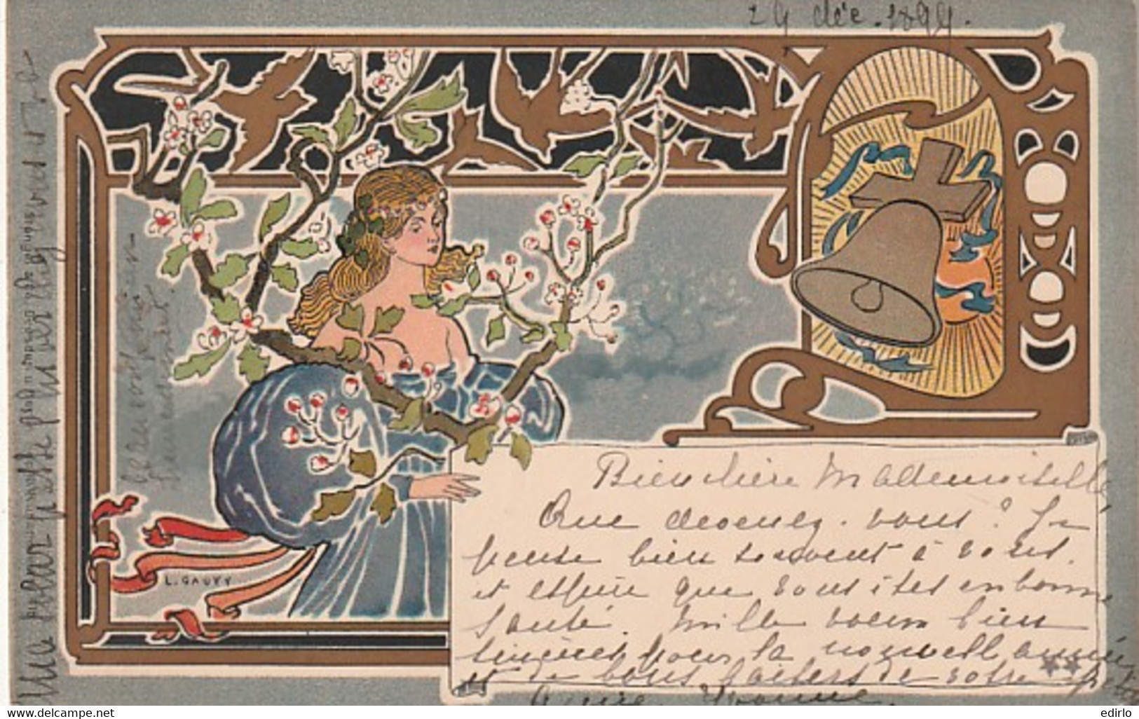 *** ILLUSTRATEUR ***  Illustrateur  L GAUVY  Art Nouveau - Superbe - Précurseur Timbré 1899 - Vor 1900
