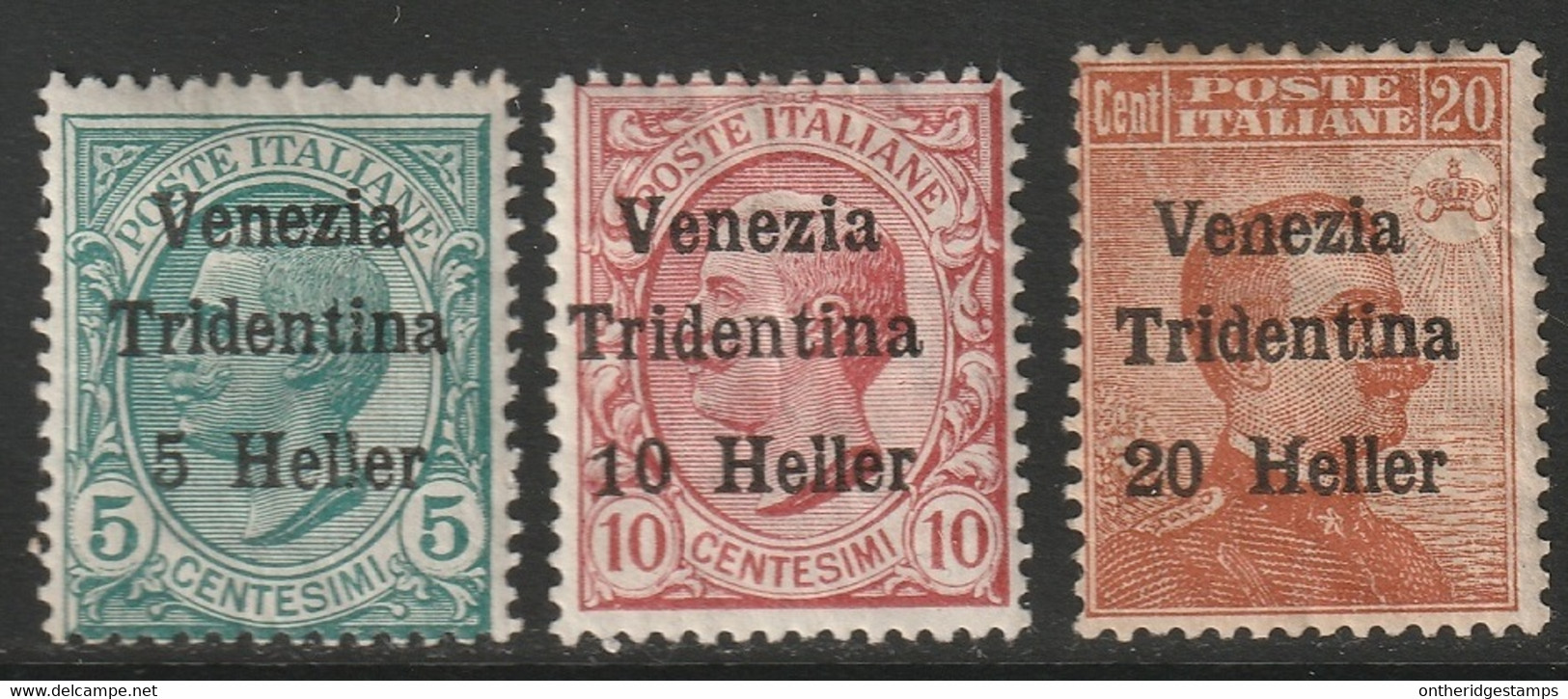 Austria 1918 Sc N61-3 Italian Occ Trentino Sa 28-30 Yt 28-30 Set MH* Some Crazed Gum - Trento