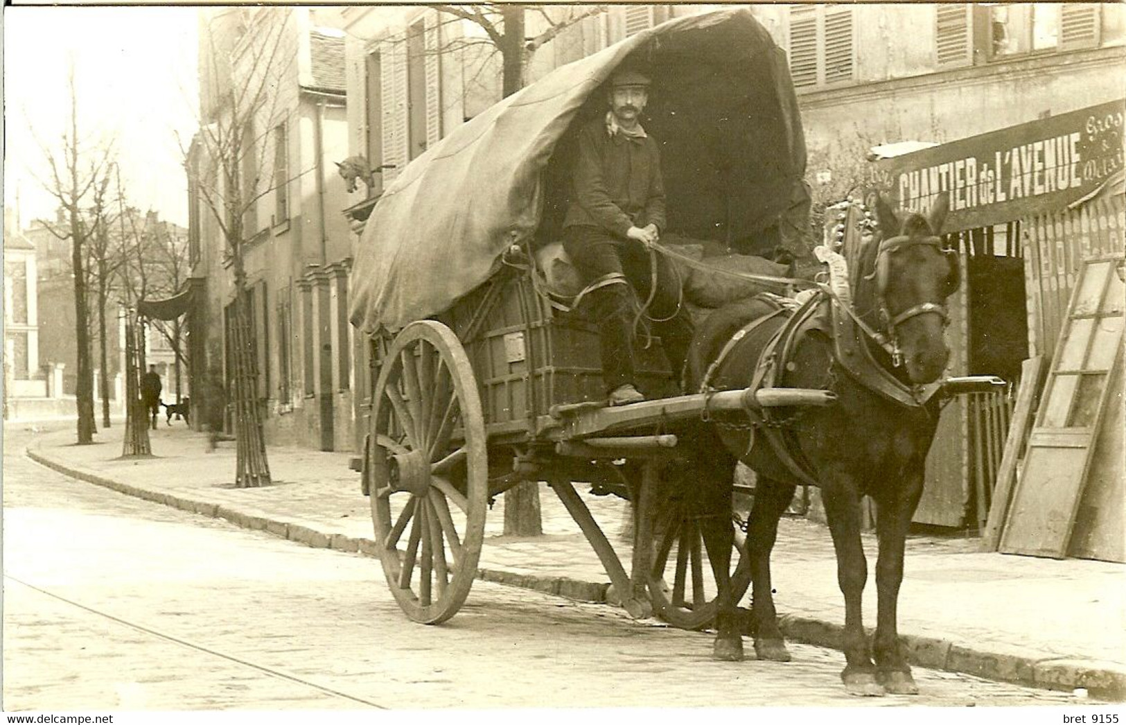 93 LE PRE SAINT GERVAIS BELLE CARTE PHOTO LES POMMES DE TERRE DE BRETAGNE SONT LIVRES AVEC UNE CHARRETTE ET UN CHEVAL - Le Pre Saint Gervais