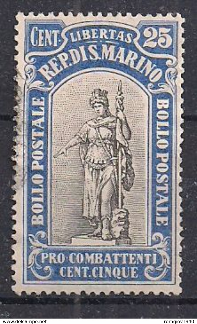 SAN MARINO 1918 PRO COMBATTENTI SASS. 58 USATO VF - Used Stamps