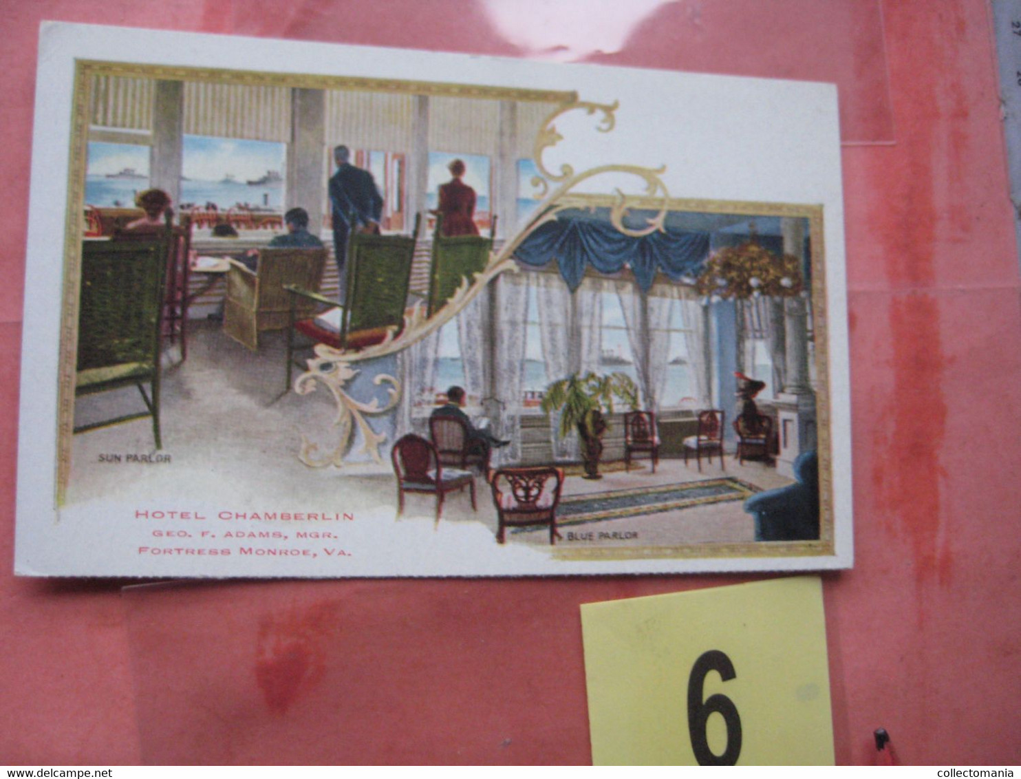 6 PUB postcards 1909  train station Vermont, SWIFT Beef Chicago, 3 are from Hotel CHAMBERLIN fortress Monroe Virginia