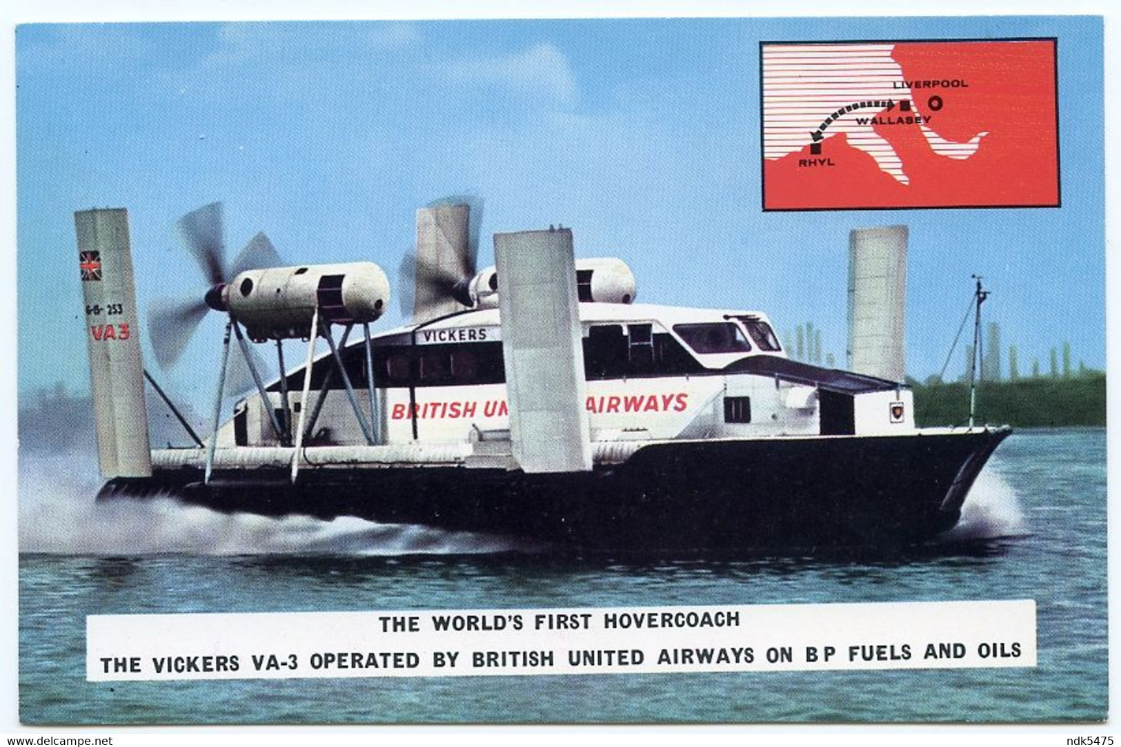 VICKERS VA-3 HOVERCOACH - BRITISH UNITED AIRWAYS / BP FUELS AND OILS / LIVERPOOL, WALLASEY, RHYL - Hovercrafts