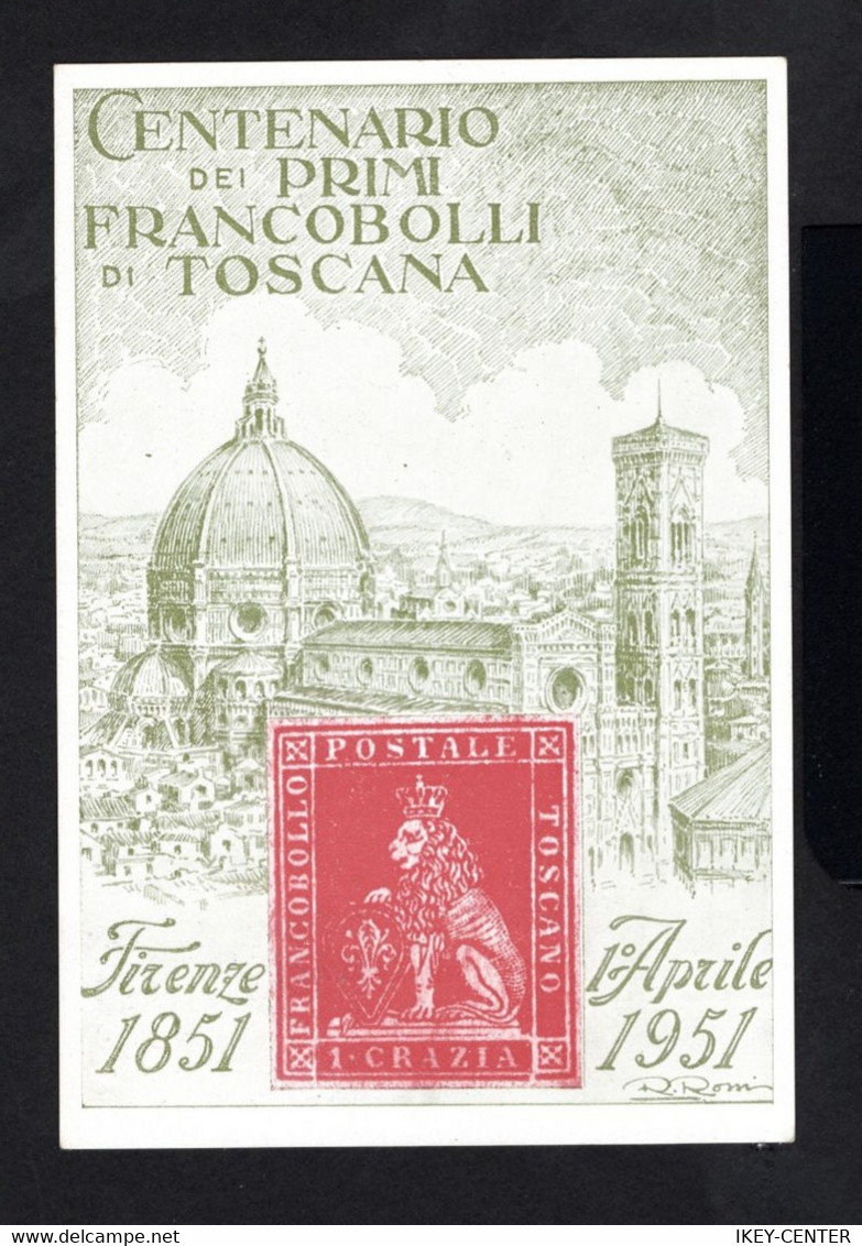 S4922-ITALY-OLD POSTCARD FIRENZE.1951.Centenary Stamp.CARTOLINA POSTAL.TARJETA POSTAL.Carte Postale.POSTKARTE - 1946-60: Marcophilia