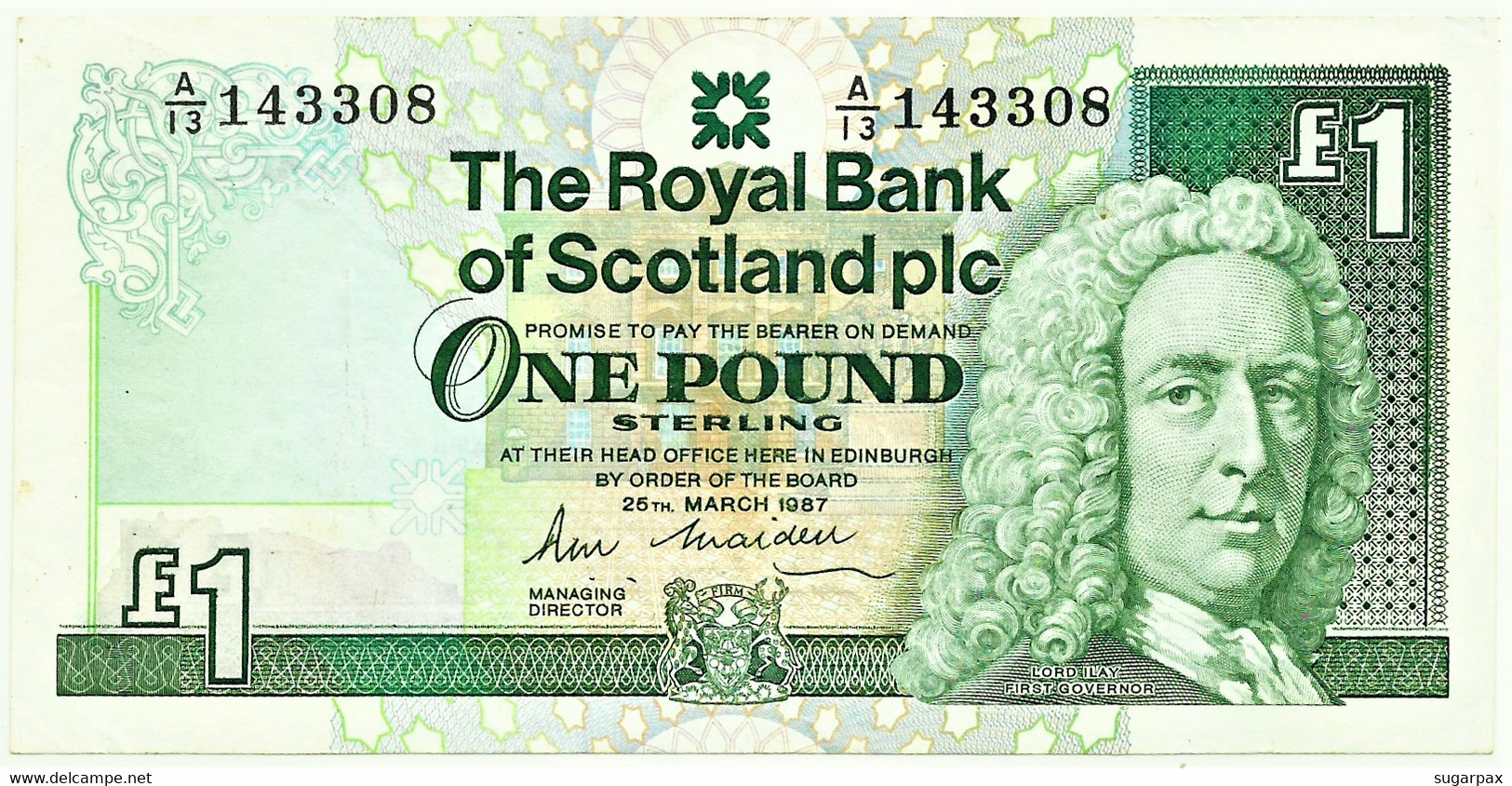 Scotland - 1 Pound - 25 March 1987 - Pick 346.a - ( 135 X 67 ) Mm - The Royal Bank Of Scotland PLC - 1 Pound