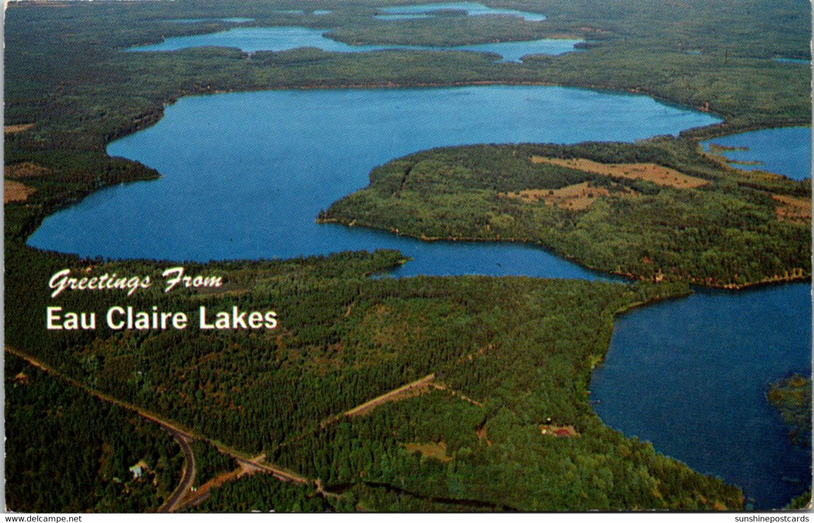Wisconsin Greetings From Eau Claire Lakes Aerial View Looking Northeast - Eau Claire