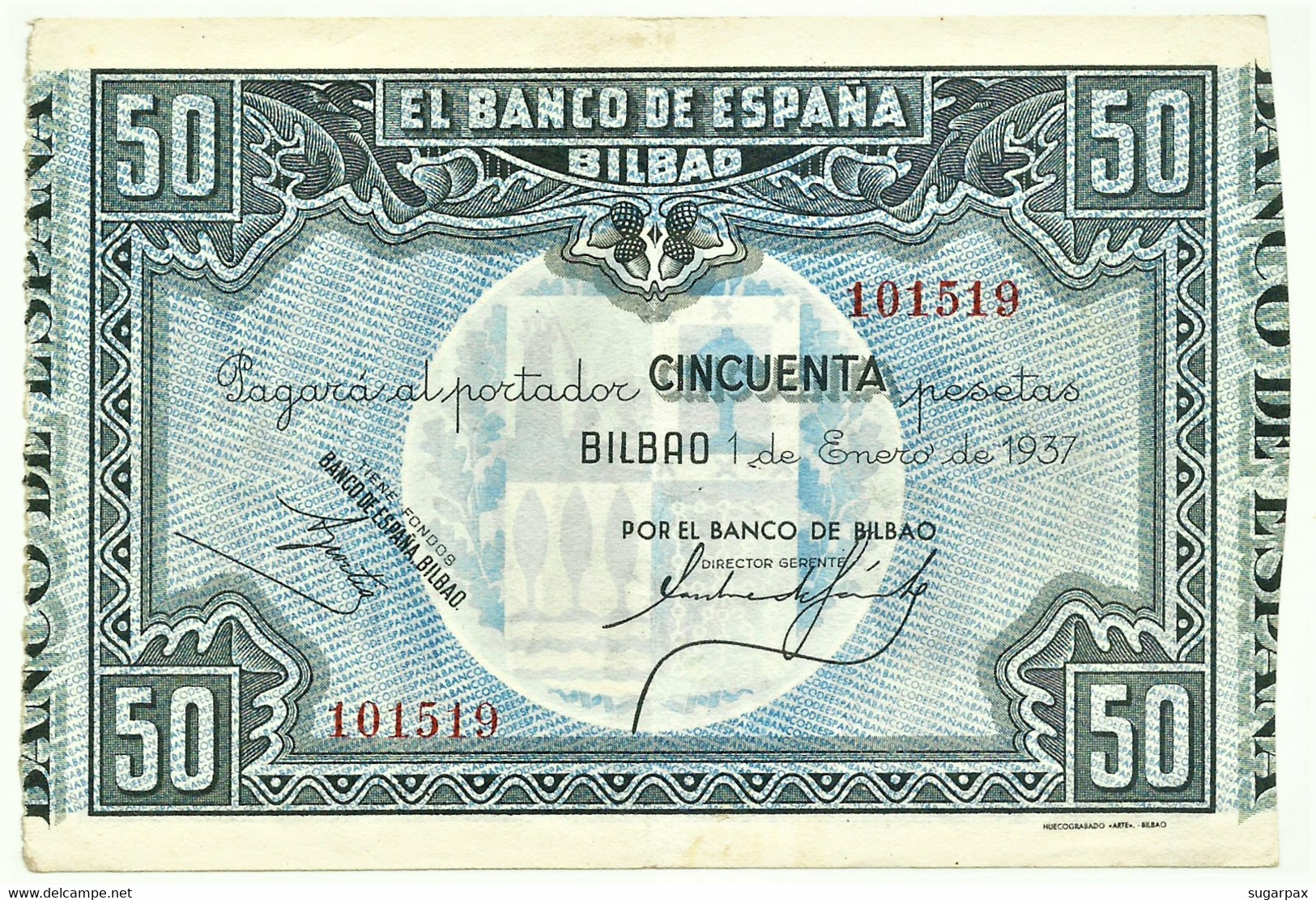 ESPAÑA - 50 Pesetas - 01.01.1937 - Pick S 564.a - Banco De Bilbao - GUERRA CIVIL WAR - 50 Peseten