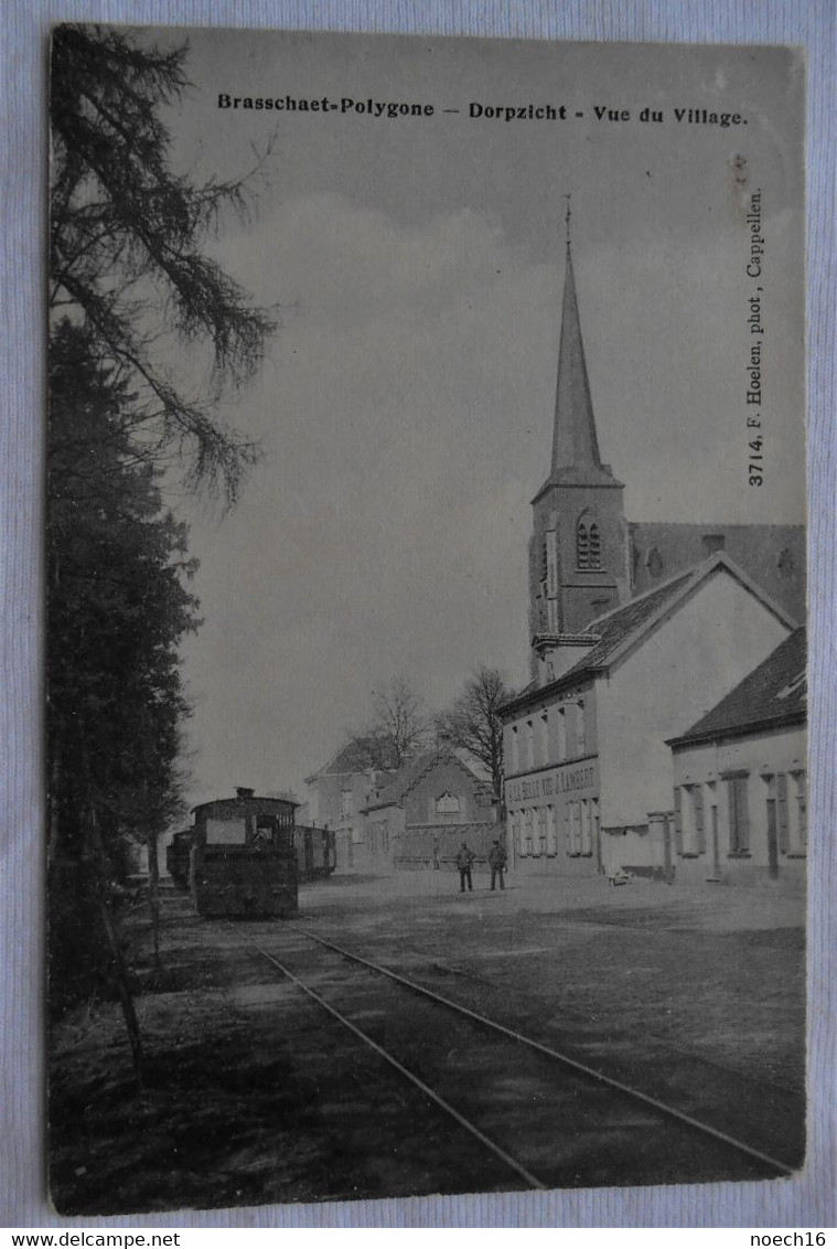 CPA 1908 Brasschaet-Polygone / Dorpzicht - Tram à Vapeur - Brasschaat