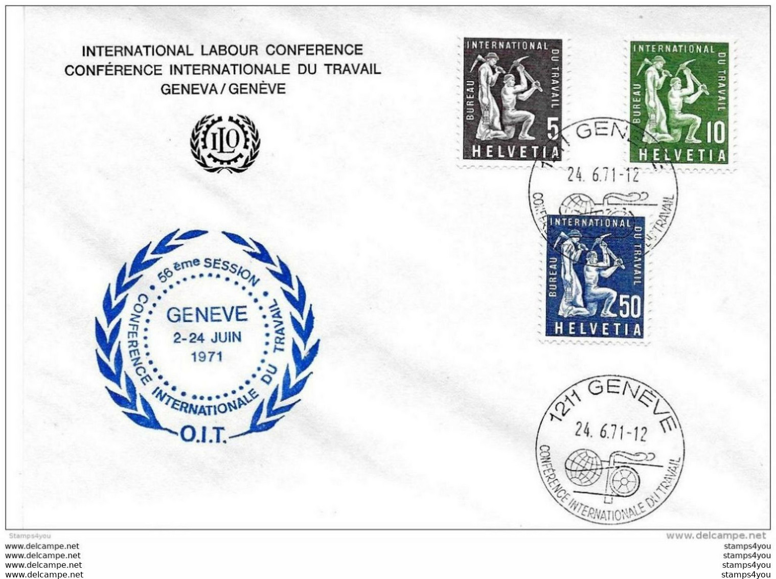 56 - 51 -  Enveloppe Suisse Avec Timbres De Services Et Oblit Spéciale " Conférence  Internationale Travail 1971" - ILO