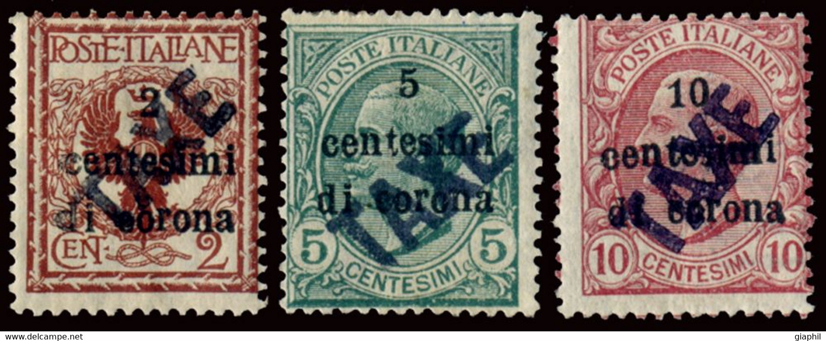 ITALIA TRENTINO-ALTO ADIGE 1918-19 SEGNATASSE PROVVISORI 3 VALORI NUOVI LINGUELLATI OFFERTA! - Trentino