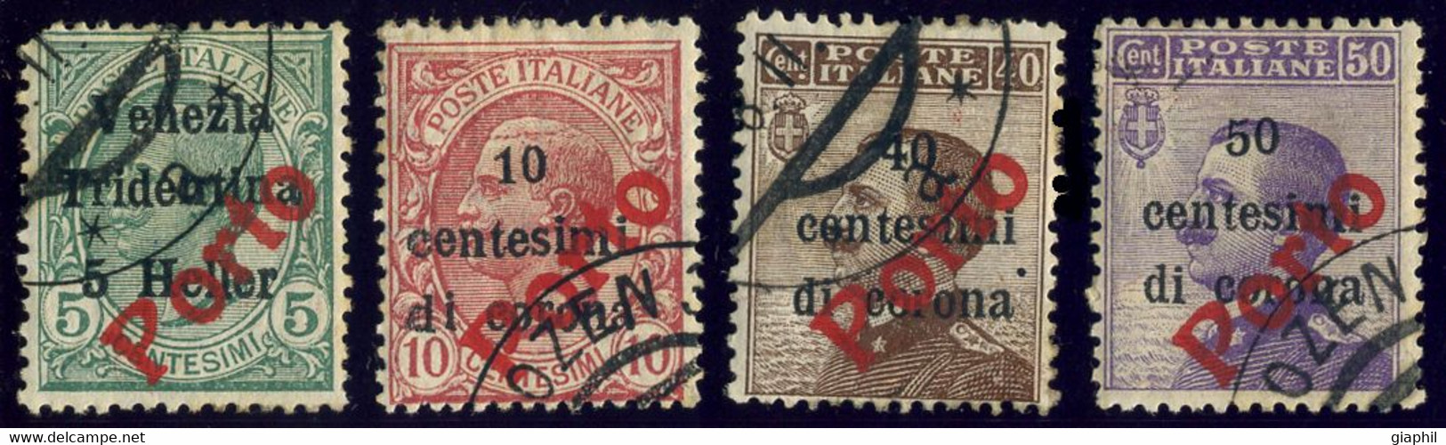 ITALIA TRENTINO-ALTO ADIGE 1919 SEGNATASSE PROVVISORI 4 RARI VALORI USATI OFFERTA! - Trente