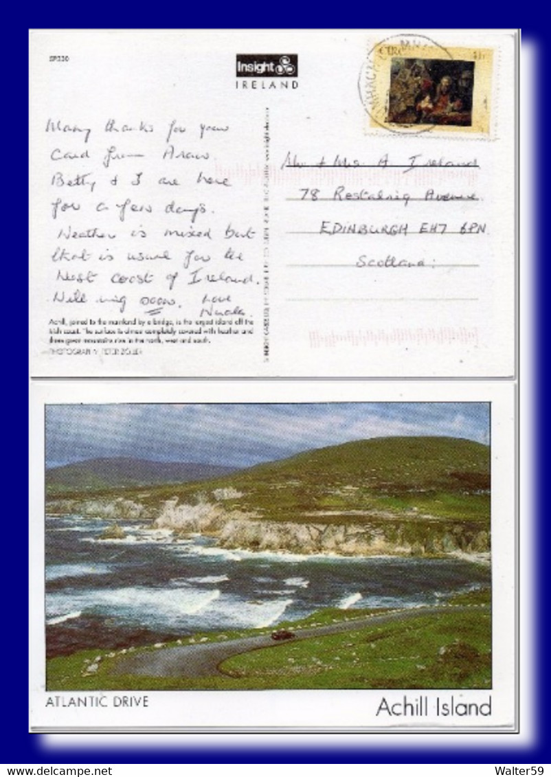 2002 Eire Ireland Postcard Achill Island Posted To Scotland - Covers & Documents