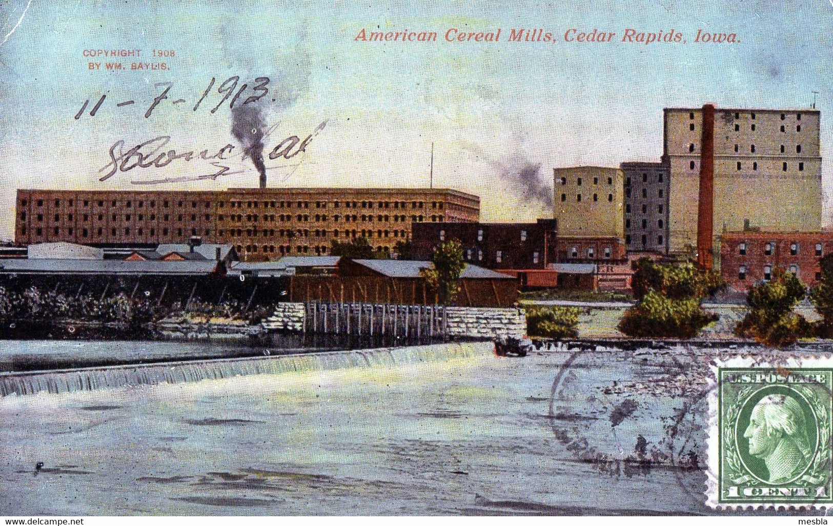 CPA - Américan  Cereal  Mills,  CEDAR  RAPIDS, Iowa -  Expéditeur : George KOUCHAKJI - New - York - Cedar Rapids