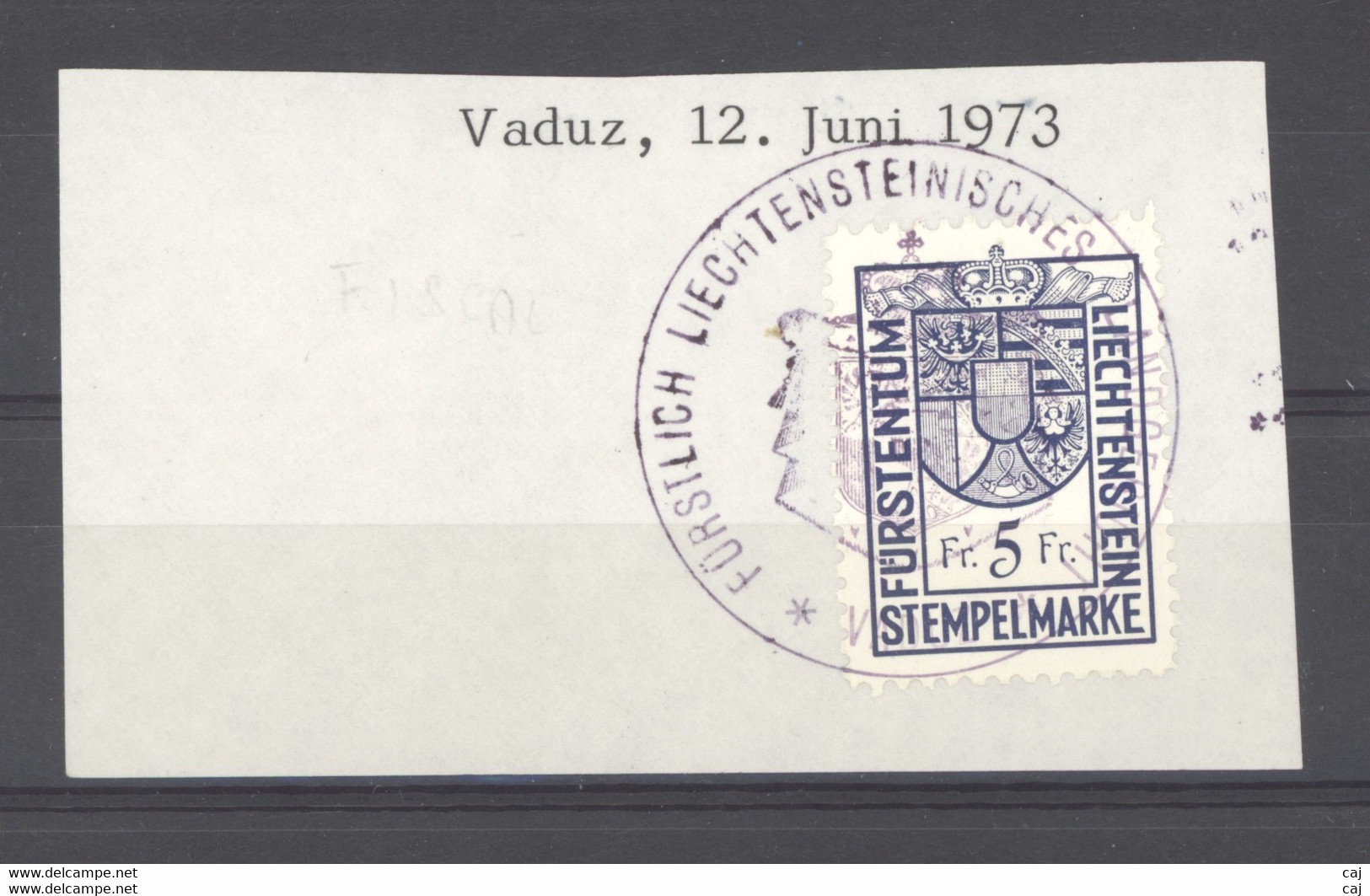 Liechtenstein  -  Fiscaux  :  5 F Sur Fragment De 1973 - Fiscales