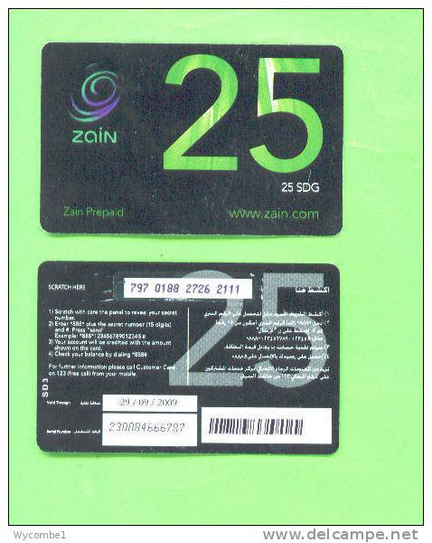 SUDAN - Remote Phonecard/Zain 25 Units - Soedan