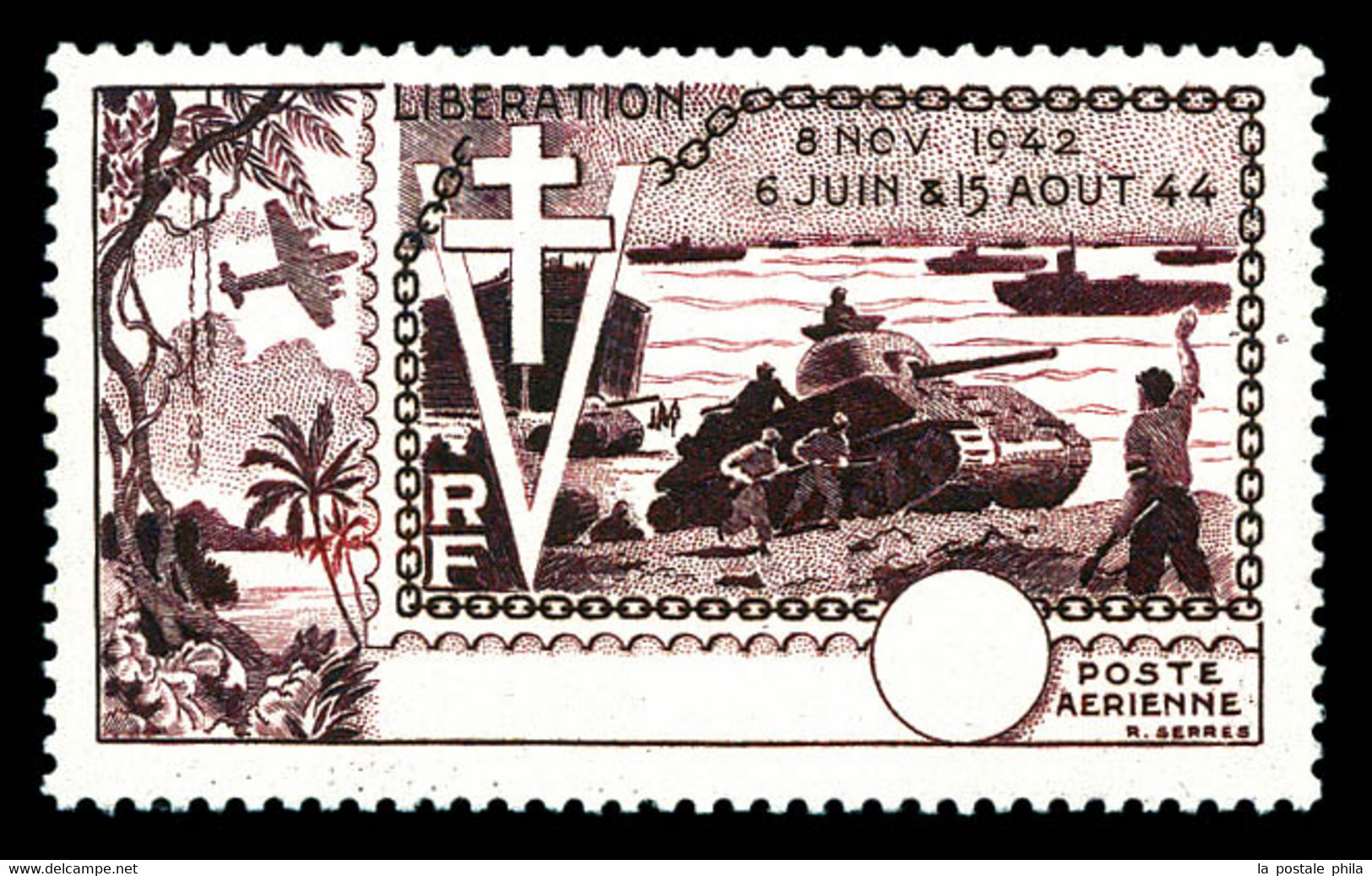 10e Anniversaire De La Libération Non émis: BRUN NOIR Sans Faciale Ni Nom Du Territoire. SUP. R. (cote Maury) (certifica - 1954 10e Anniversaire De La Libération