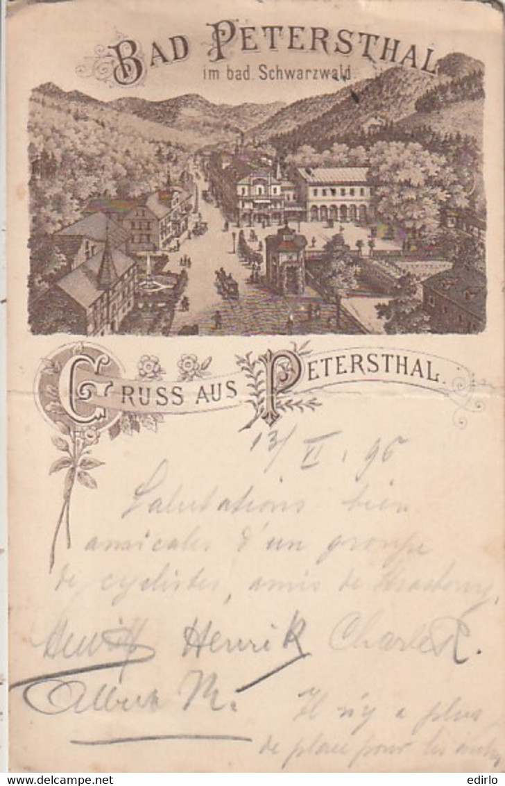 ***   BAD  WUTTENBERG ***  GRUSS Aus  BAD  PETERSTHAL -im Bad Schwarzwald Stamped 1897 --   PLI  --- - Bad Peterstal-Griesbach