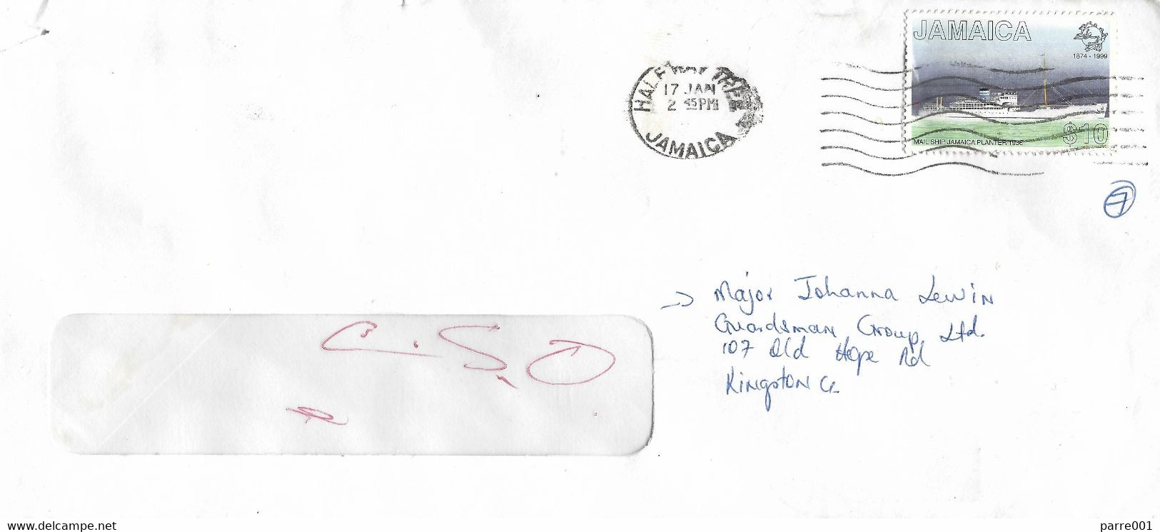 Jamaica 1999 Halfway Tree Mail Ship Jamaica Planter 1936 UPU Domestic Cover - UPU (Universal Postal Union)