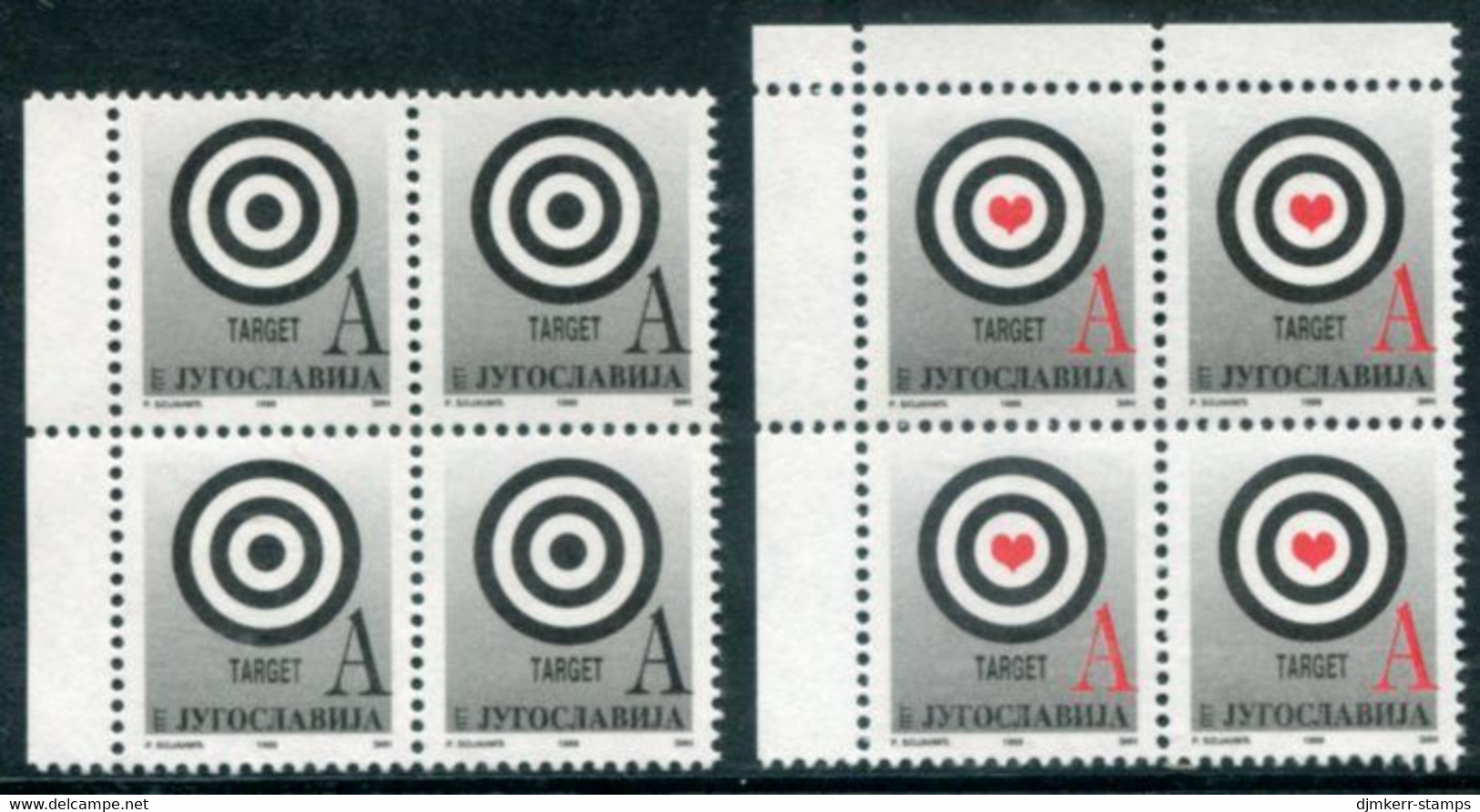 YUGOSLAVIA 1999 "Targets" Ant-war Propaganda Blocks Of 4 MNH / **.  Michel 2906-07 - Ungebraucht