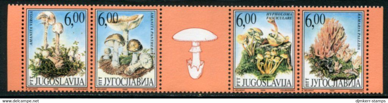 YUGOSLAVIA 1999 Protected Fungi Strip  MNH / **.  Michel 2914-17 - Ungebraucht