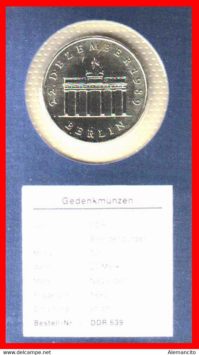 D.D.R.  MONEDA CONMEMORATIVA DE LA APERTURA DE LA PUERTA DE BRANDENBURGO, BERLÍN - Mint Sets & Proof Sets