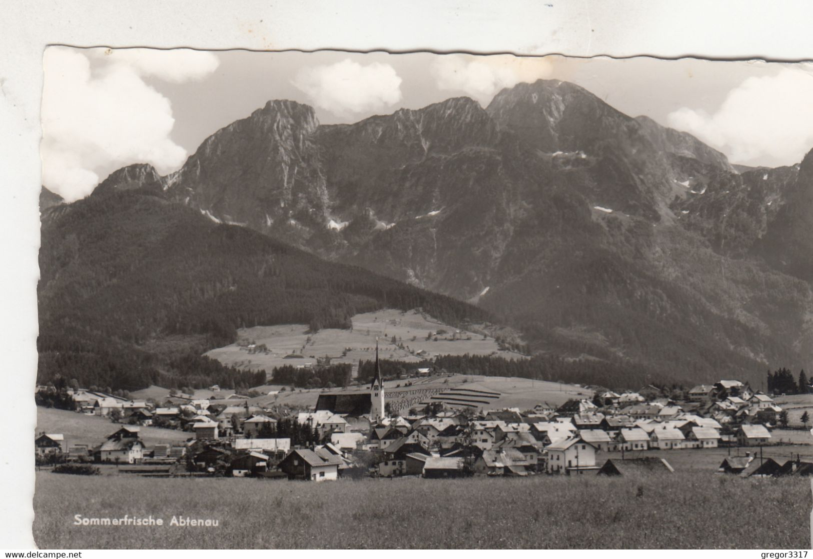 A5996) ABTENAU - Häuser Kirche Wiese - Gebirge ALT - Abtenau