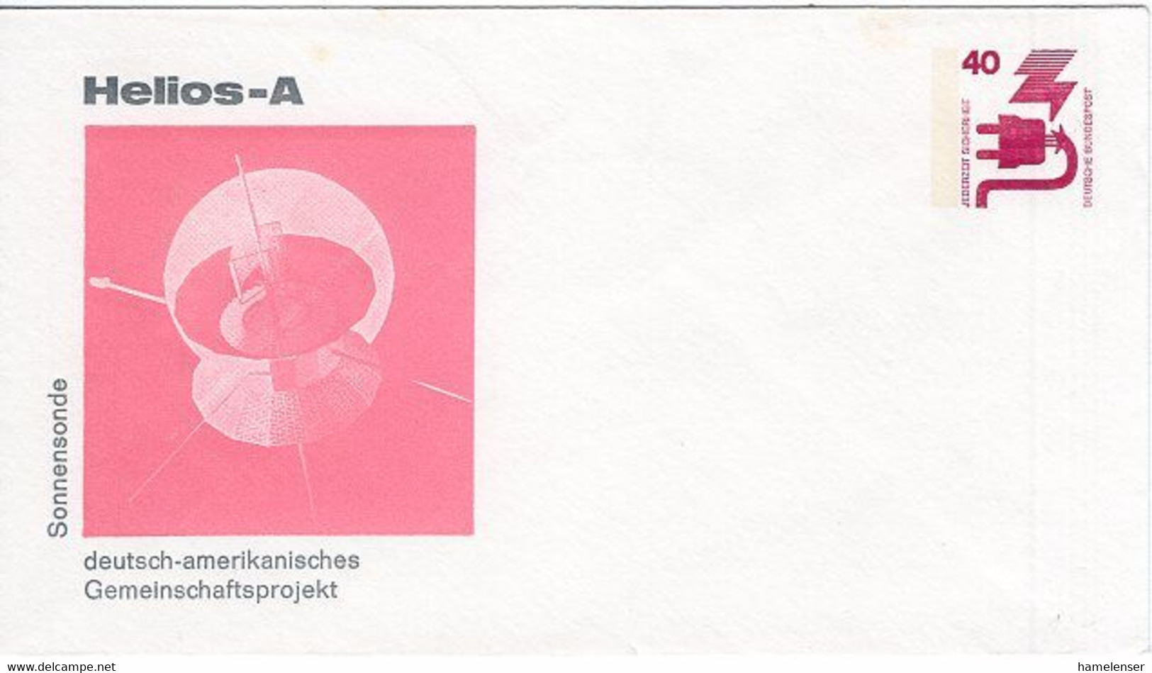 50588 - Bund - 1974 - 40Pfg. Unfall PGAUmschlag "Sonnensonde Helios-A" - Europa