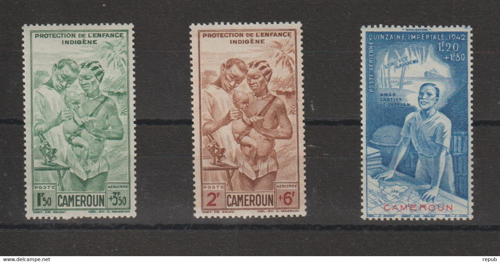 Cameroun 1942 Divers PA 19-20 Et 21, 3 Val ** MNH - Luftpost