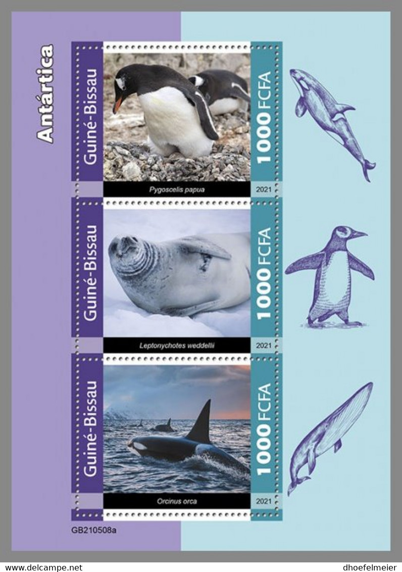 GUINEA BISSAU 2021 MNH Antarctica Animals Tiere Der Antarktis M/S - OFFICIAL ISSUE - DHQ2201 - Faune Antarctique