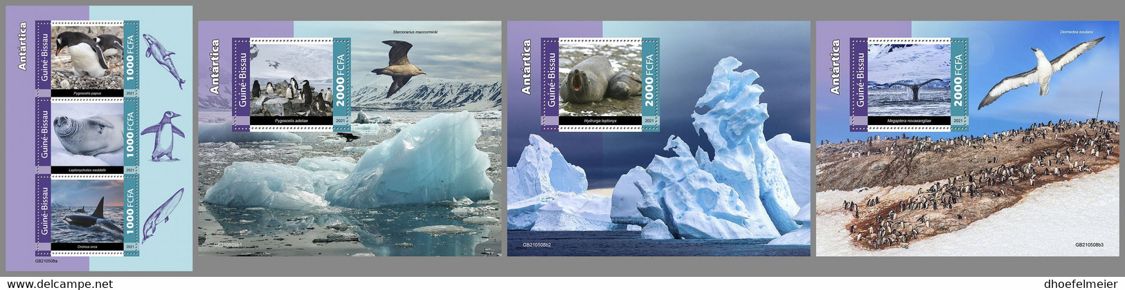 GUINEA BISSAU 2021 MNH Antarctica Animals Tiere Der Antarktis M/S+S/S I-III - OFFICIAL ISSUE - DHQ2201 - Fauna Antartica