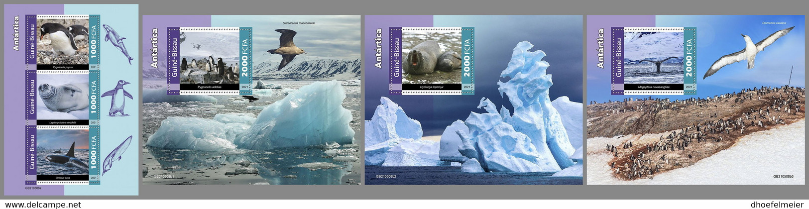 GUINEA BISSAU 2021 MNH Antarctica Animals Tiere Der Antarktis M/S+S/S I-III - IMPERFORATED - DHQ2201 - Antarctic Wildlife