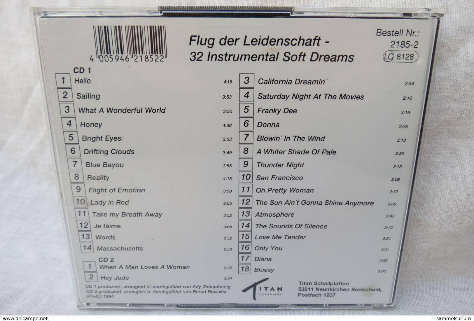 2 CDs "Flug Der Leidenschaft" 32 Instrumental Soft Dreams - Strumentali