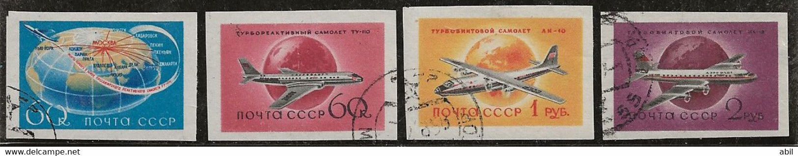 Russie 1958-1959 N° Y&T :  PA. 108 à 111 ND. Obl. - Gebruikt