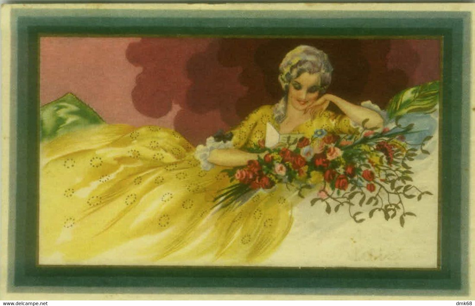 BUSI (?? )  SIGNED 1910s POSTCARD - WOMAN & FLOWERS - EDIT DEGAMI 3144 (BG2406) - Busi, Adolfo
