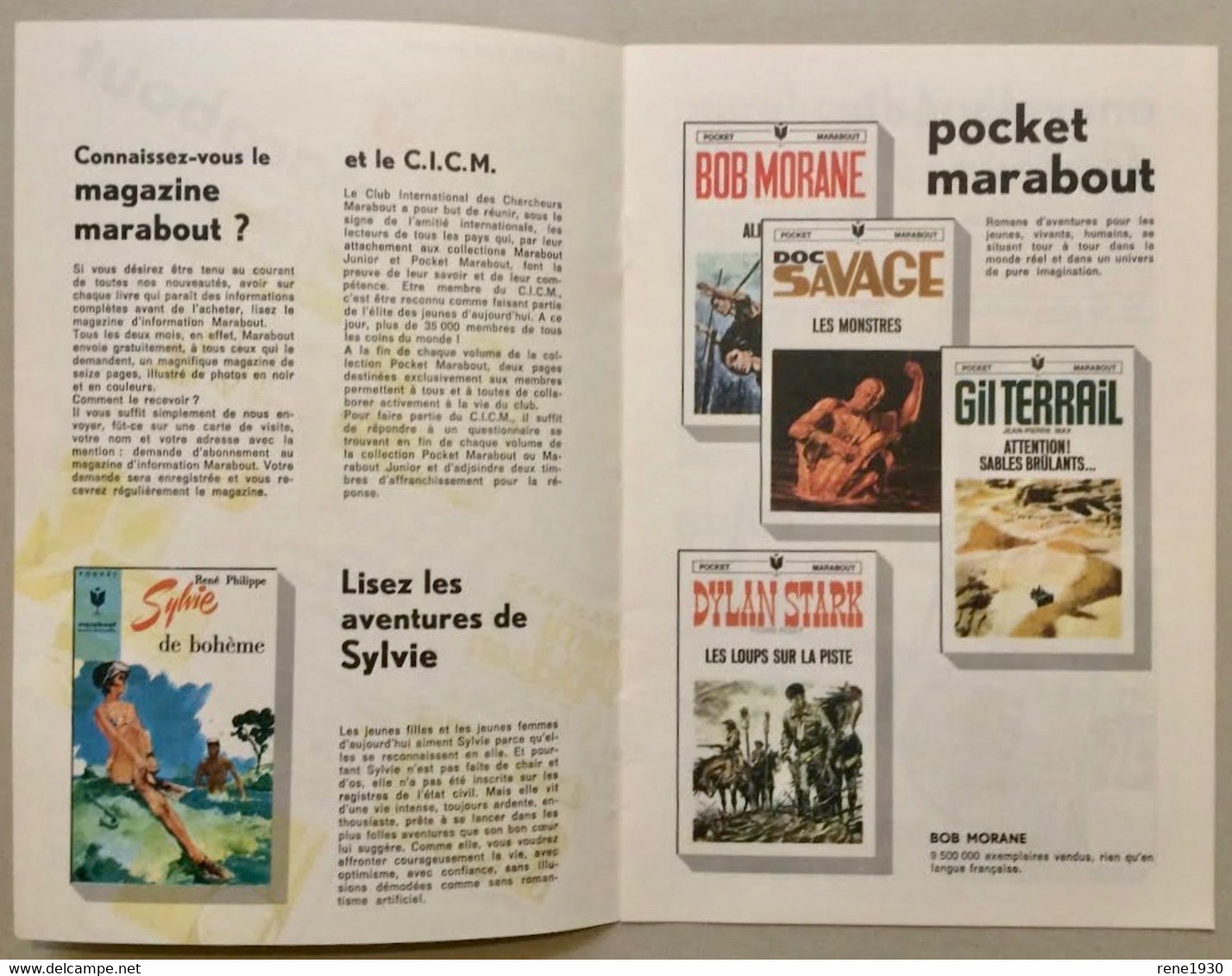 Catalogue Marabout Bob Morane Henri Vernes Jean Ray Années 60 - Adventure