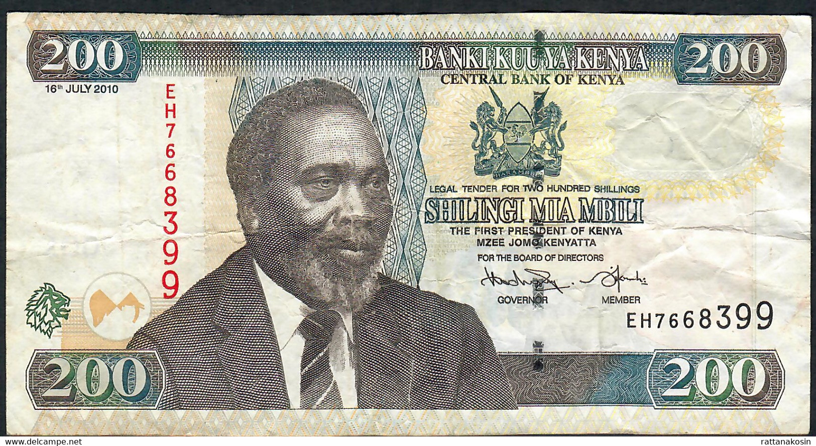 KENYA P49e 200 SHILLINGS 2010    #EH     F-VF NO P.h. - Kenya