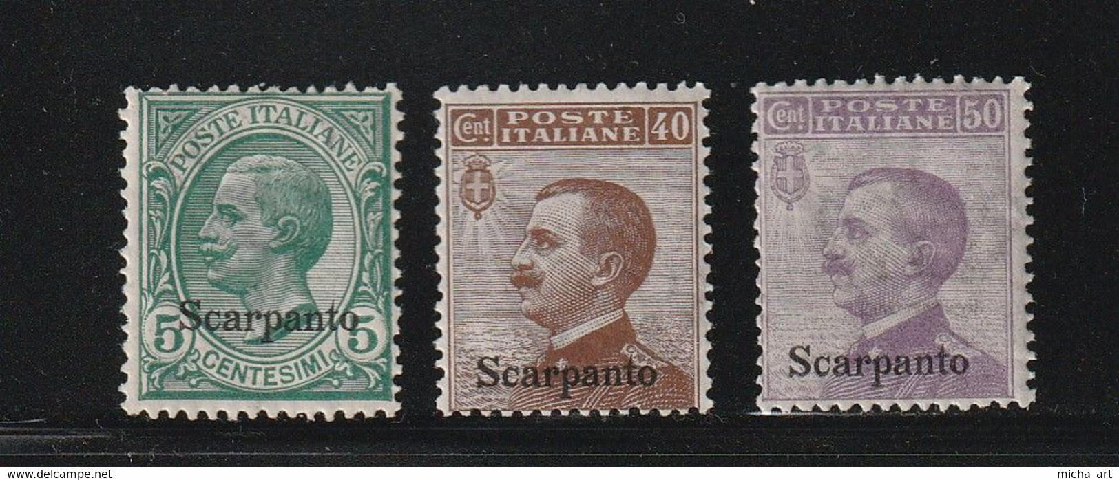 Italian Colonies 1912 Greece Aegean Islands Egeo Scarpanto No 2,6 And 7 Lot MNH / MH (B352-23) - Egée (Scarpanto)