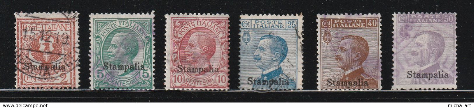 Italian Colonies 1912 Greece Aegean Islands Egeo Stampalia No 1-7 (except 4) Lot Used (B352-25) - Aegean (Stampalia)