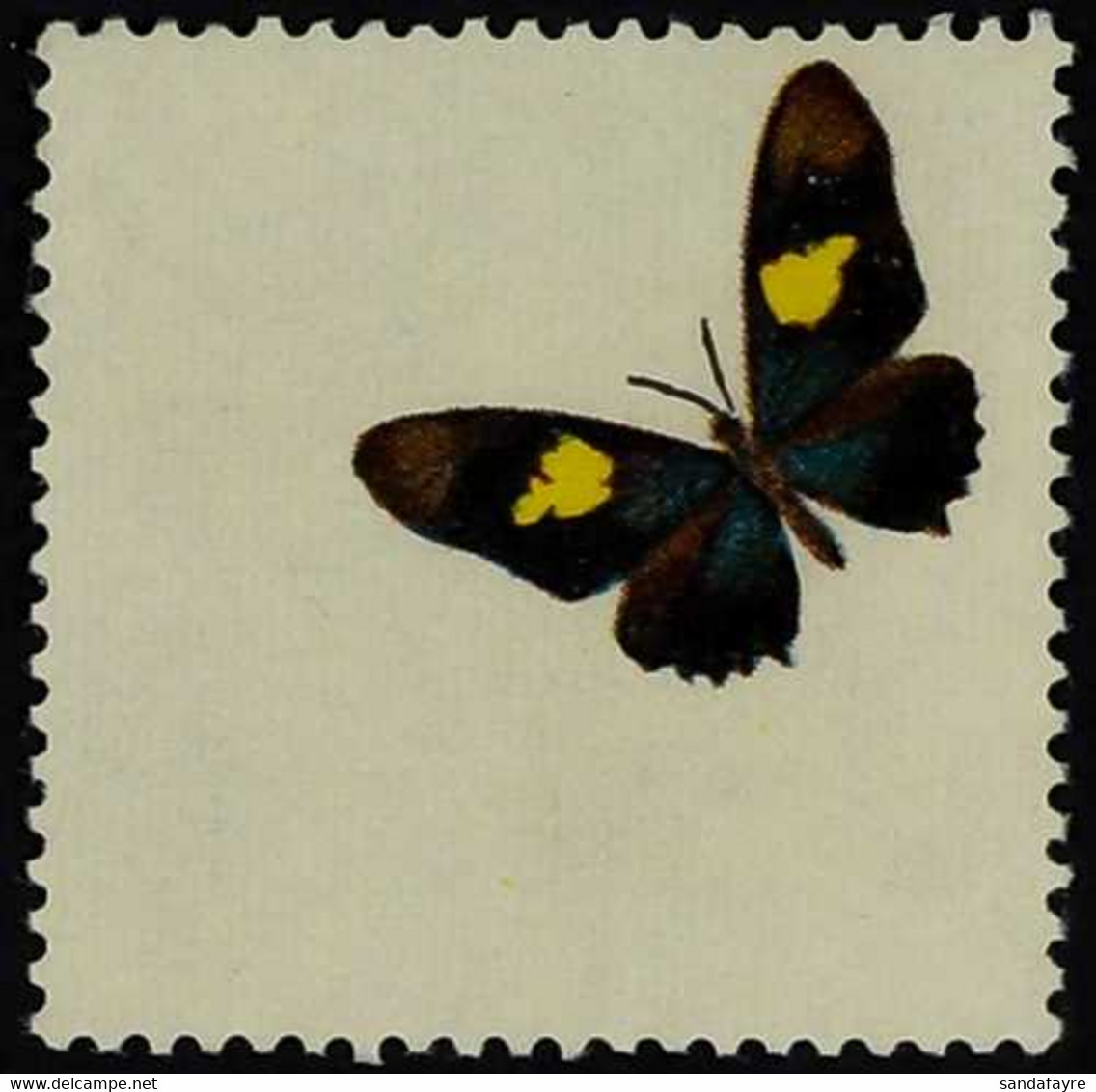 1970 40c Butterflies White Background With BLACK COLOUR OMITTED (all Inscriptions And Value Omitted) Variety (Scott 800  - Ecuador