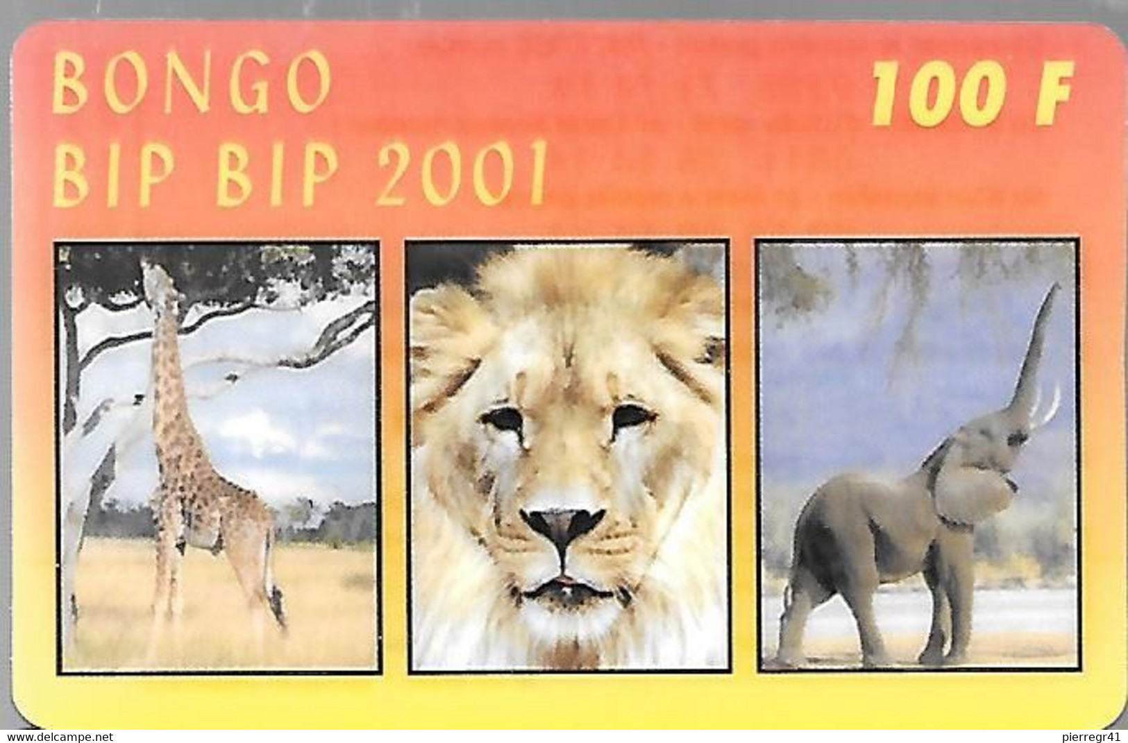 CARTE-PREPAYEE-BIP BIP 2001-100F-Girafe-Lion-Eléphant-Exp 31/12/2001-Gratté-Plastic Glacé Epais-Glacé-TBE - Dschungel