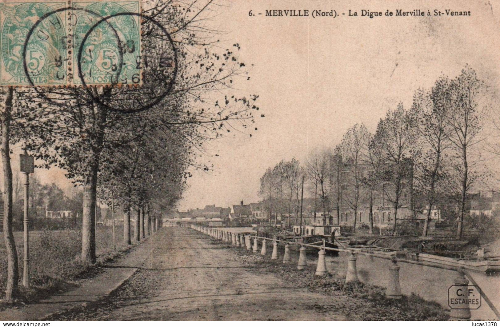 59 / MERVILLE / LA DIGUE DE MERVILLE A ST VENANT / JOLIE CARTE /PENICHE - Merville