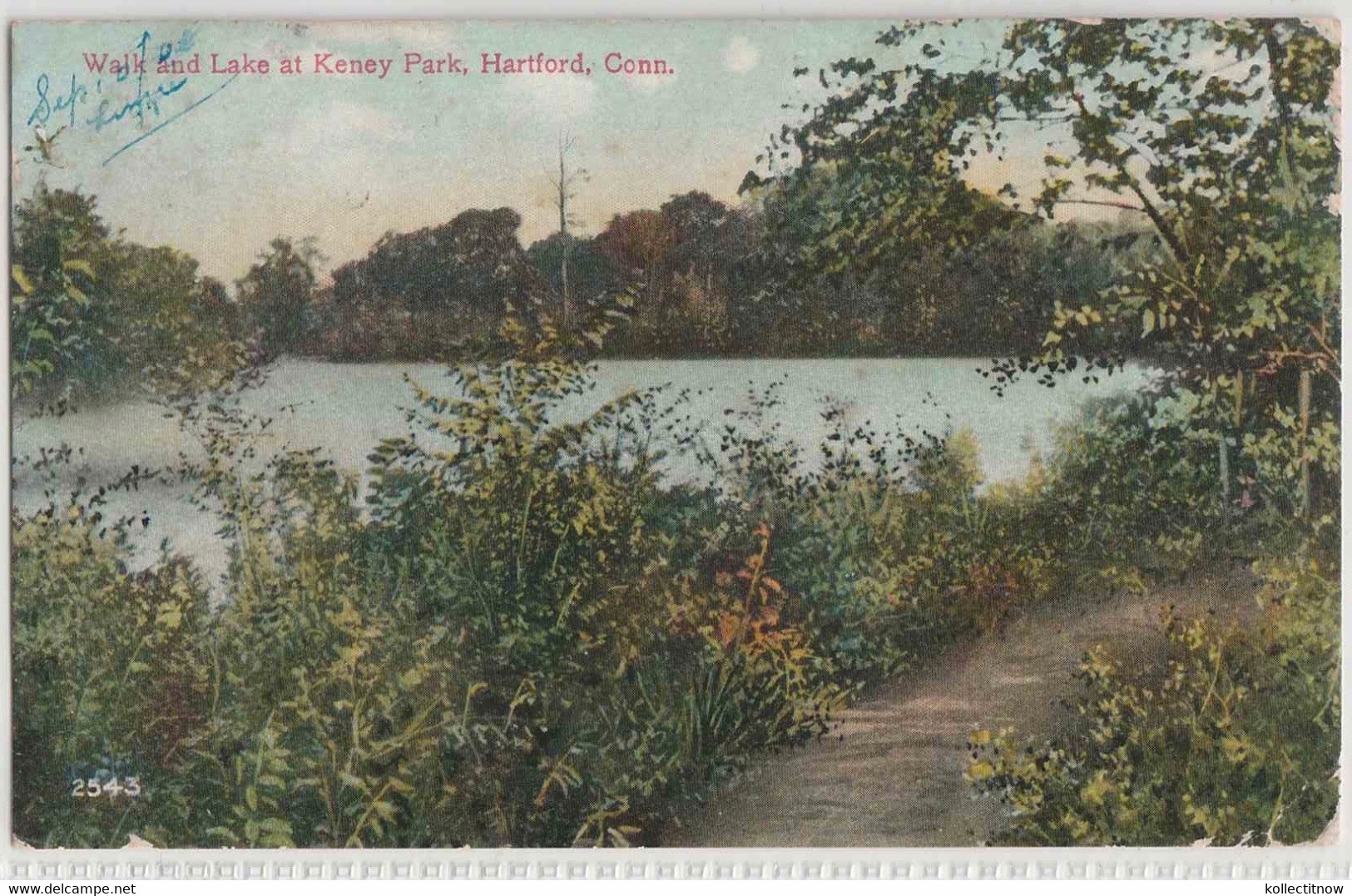 WALK AND LAKE AT KENEY PARK - HARTFORD - 1908 - Hartford