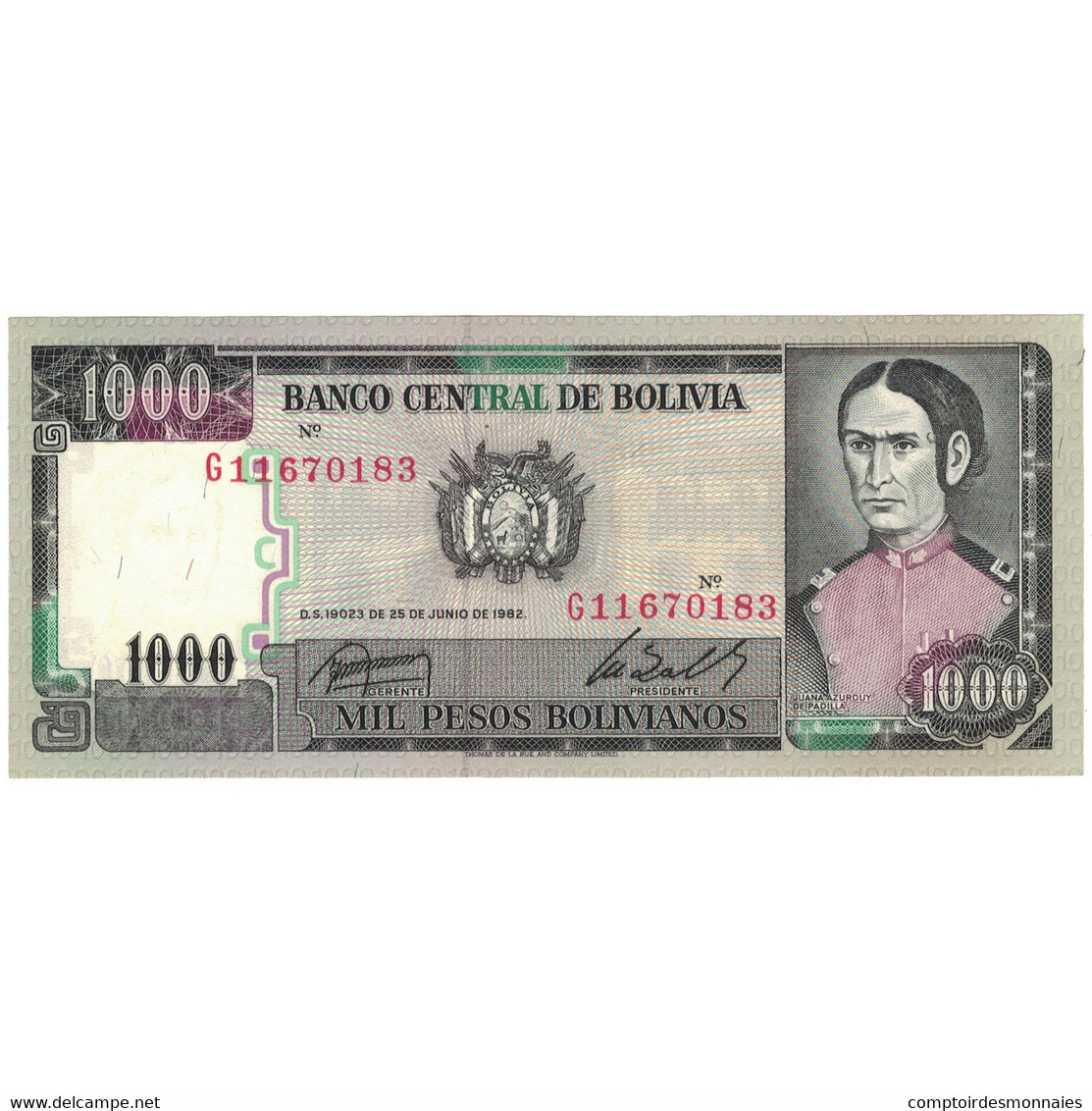 Billet, Bolivie, 1000 Pesos Bolivianos, 1981-1984, KM:167a, SPL+ - Bolivie