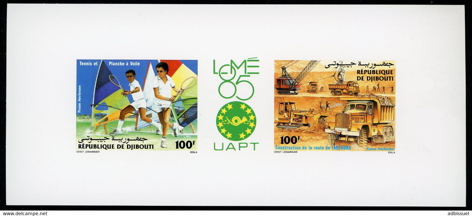 DJIBOUTI Epreuve De Luxe De La Poste Aérienne Sur Papier Glacé N° 223 A TRIPTIQUE (1985) Qualité TB - Djibouti (1977-...)