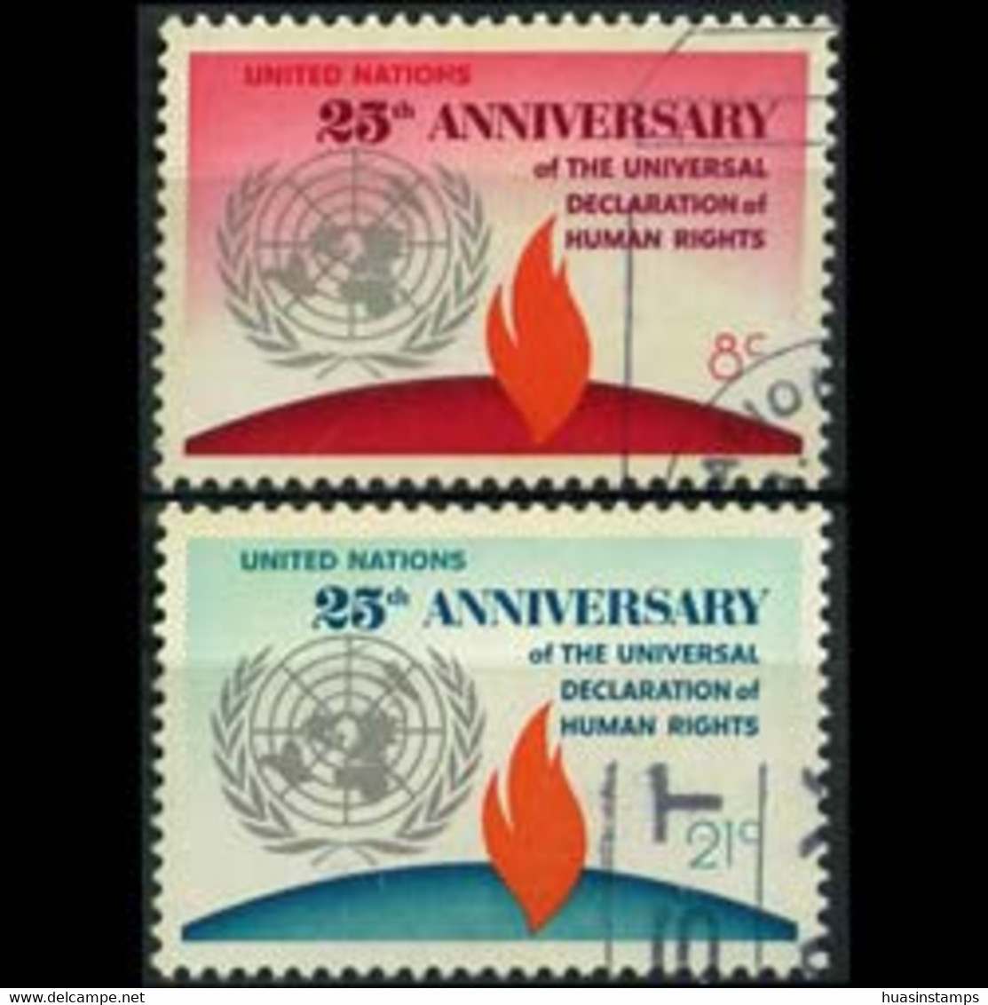 UN-NEW YORK 1973 - Scott# 242-3 Human Rights Set Of 2 Used - Usati