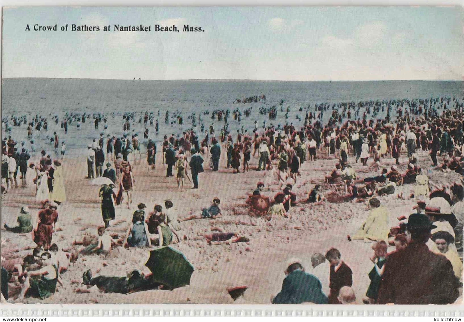 A CROWD OF BATHERS AT NANTUCKET BEACH - Nantucket